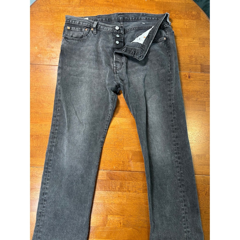 Levi's 501 Premium Jeans Mens 38x30 Black Faded Straight Leg Button Fly